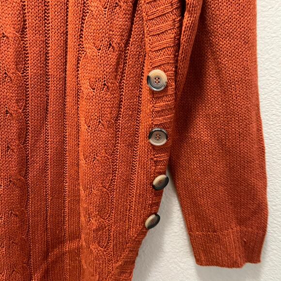 Madison + Hudson Sweater Long Sleeve Pullover Orange Crew Neck Button Accent M - Picture 4 of 8